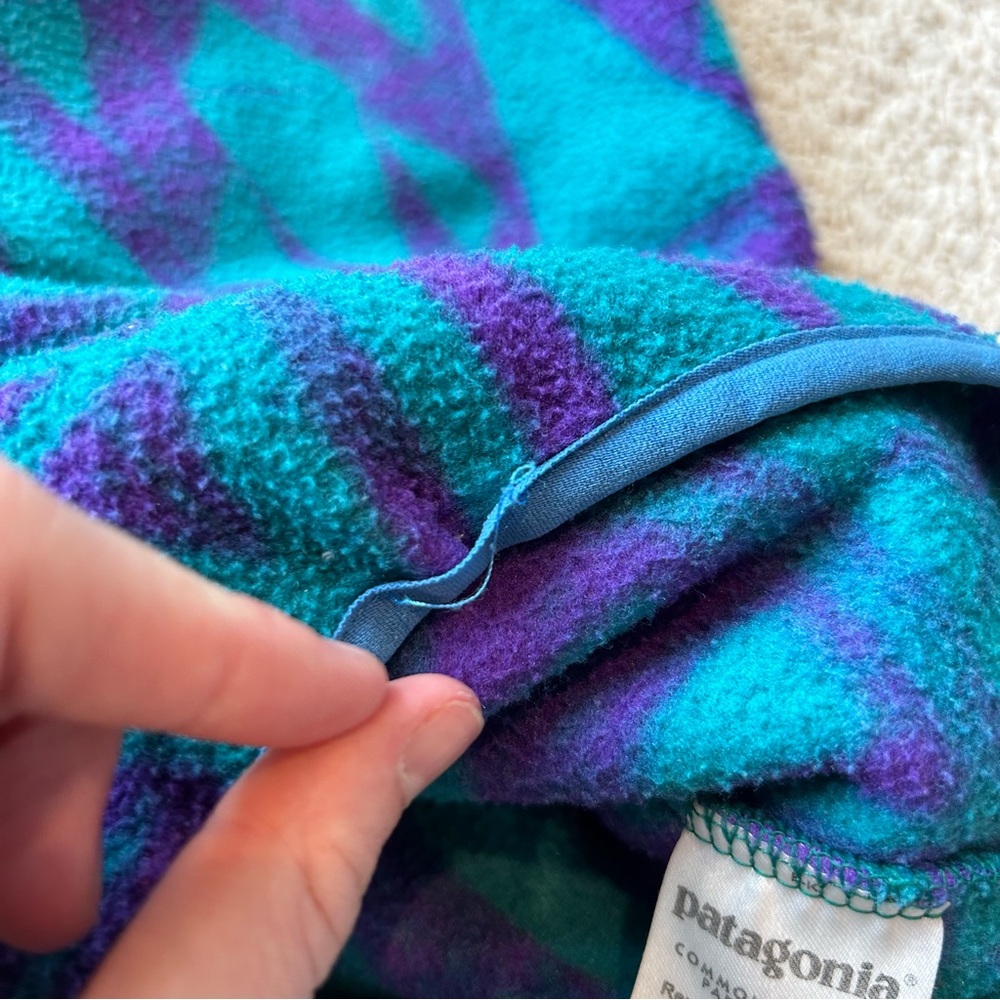 Patagonia Teal Purple Tribal Geo Synchilla Snap Fleece Pullover - Picture 10 of 14